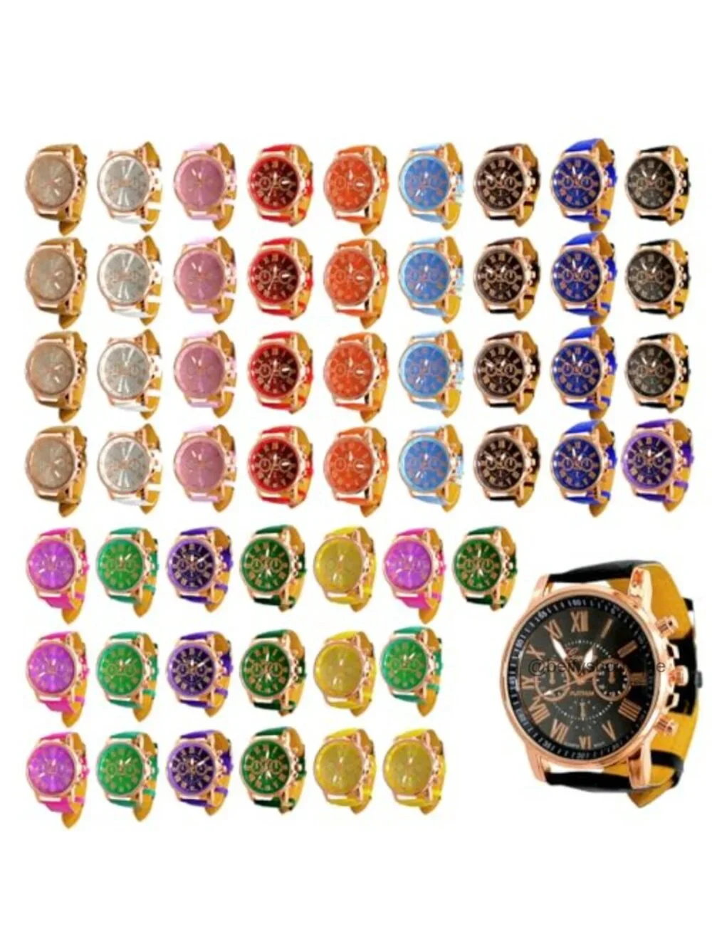 28 Pack Unisex Quartz Watches PU Leather Strap Roman Numeral Analog